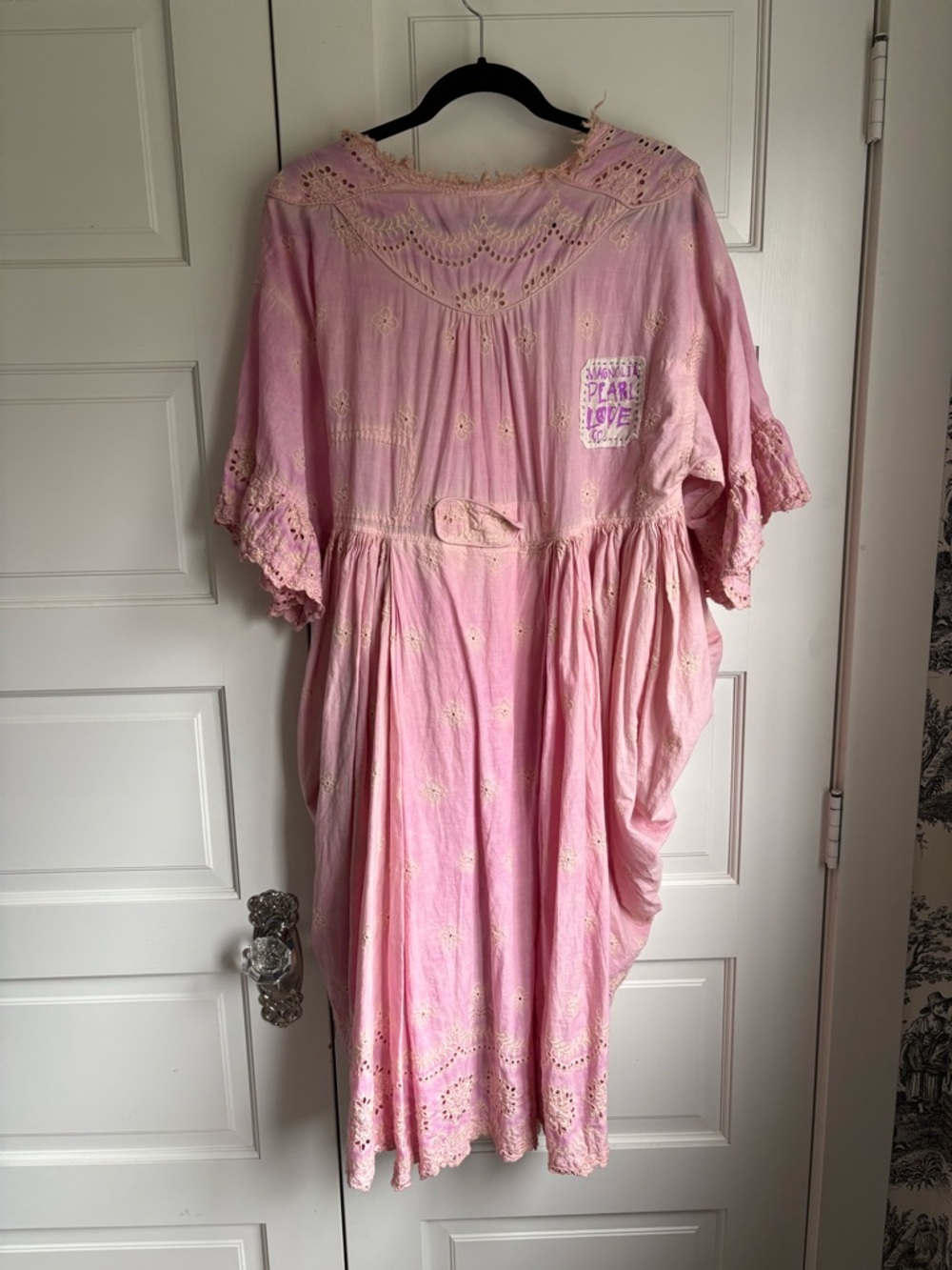 Magnolia Pearl Pink Eyelet Cotton Wrap Robe - Picture 4 of 5